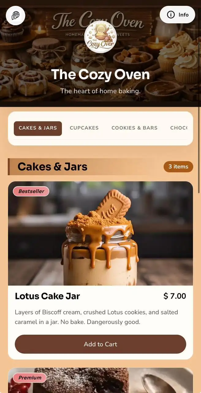 Home Bakery menu template screenshot